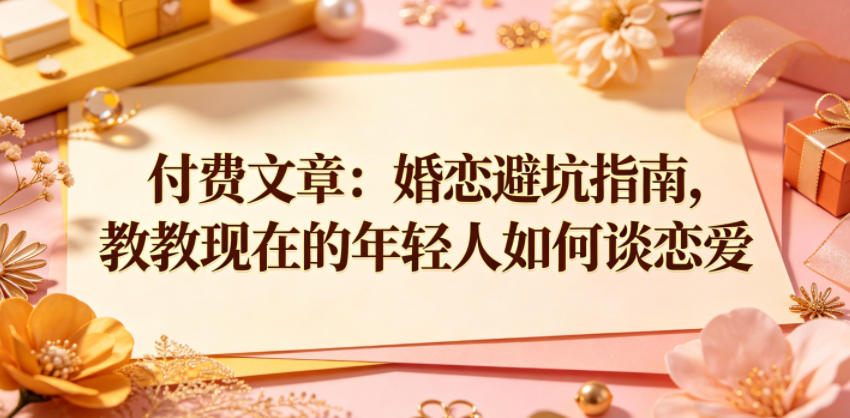 付费文章：婚恋避坑指南，教教现在的年轻人如何谈恋爱-怪兽网创俱乐部