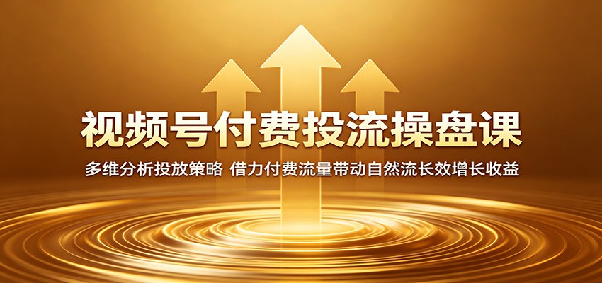 视频号付费投流操盘课：多维分析投放策略，借力付费流量带动自然流长效增长收益