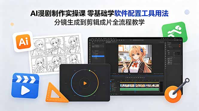 AI漫剧制作实操课 零基础学软件配置工具用法 分镜生成到剪辑成片全流程教学-网创百晓生