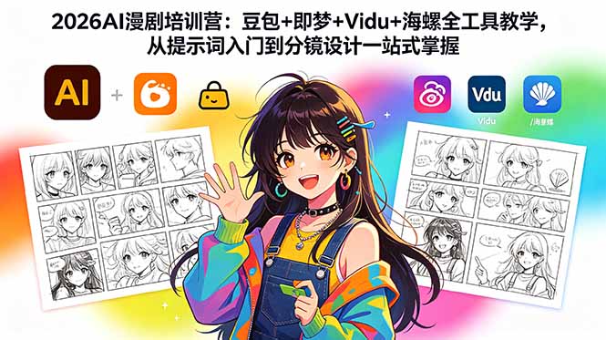 2026AI漫剧培训营：豆包+即梦+Vidu+海螺全工具教学，从提示词入门到分镜设计一站式掌握-网创百晓生