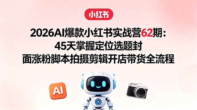 (18606期)2026AI爆款小红书实战营62期:45天掌握定位选题封面涨粉脚本拍摄剪辑开店带货全流程-邪修侠