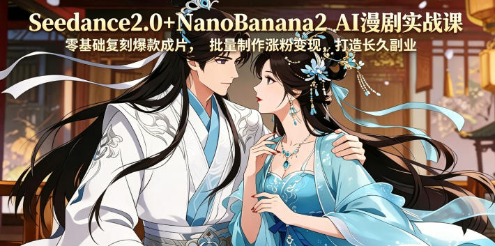 Seedance2.0+NanoBanana2 AI漫剧实战课，零基础复刻爆款成片涨粉变现，打造长久副业收益-怪兽网创俱乐部