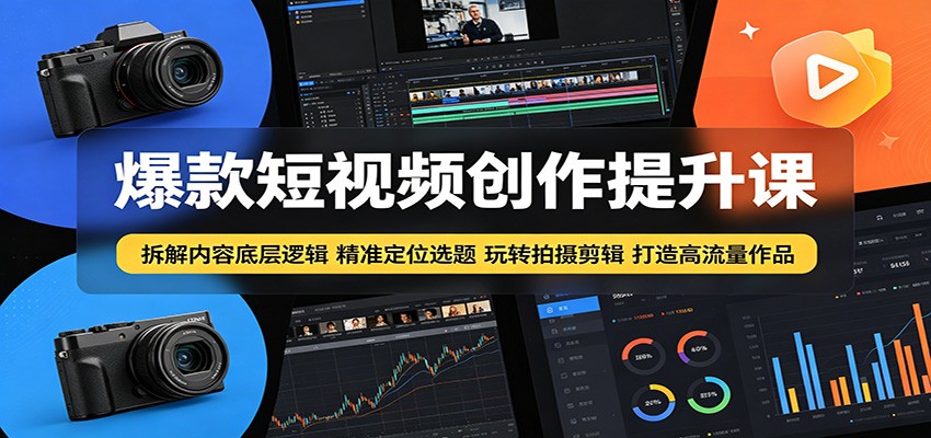 爆款短视频创作提升课：拆解内容底层逻辑，精准定位选题玩转拍摄剪辑打造高流量作品