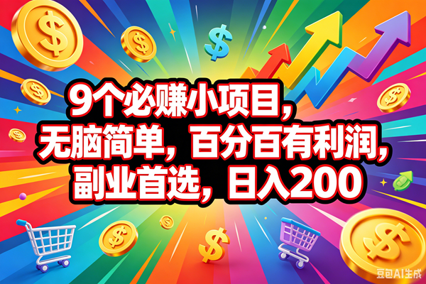 （18623期）9个必赚钱的小项目，百分百会赚米，无脑简单，副业首选，日入200+-小白项目网