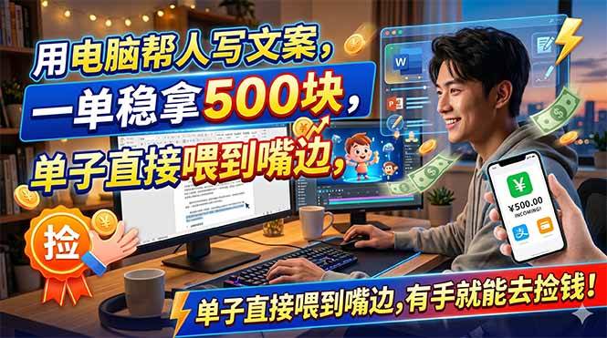 （18634期）用电脑帮人写文案，一单稳拿500块，单子直接喂到嘴边，有手就能去捡钱！-邪修侠 - 演示