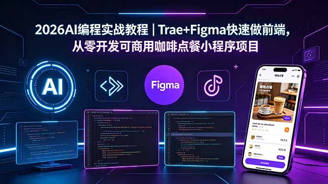 2026AI编程实战教程｜Trae+Figma快速做前端，从零开发可商用咖啡点餐小程序项目-网创百晓生