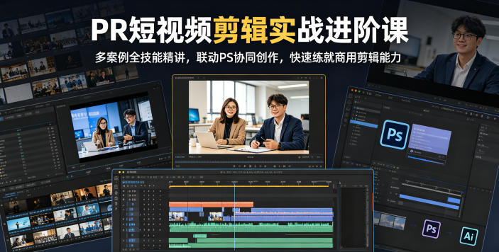 PR短视频剪辑实战进阶课，多案例全技能精讲，联动PS协同创作，快速练就商用剪辑能力-怪兽网创俱乐部