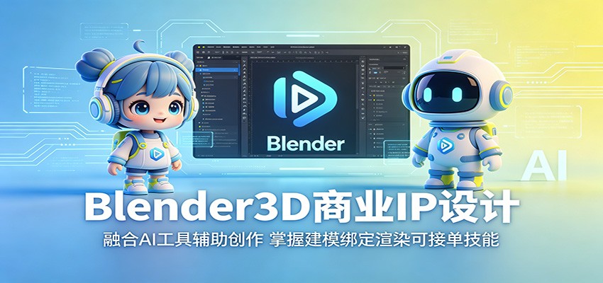 Blender3D商业IP设计：融合AI工具辅助创作，掌握建模绑定渲染可接单技能