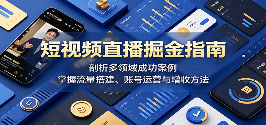 短视频直播掘金指南：剖析多领域成功案例，掌握流量搭建、账号运营与增收方法-网创百晓生