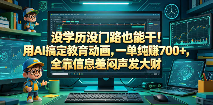 没学历没门路也能干！用AI搞定教育动画，一单纯賺700+，全靠信息差闷声发大财【揭秘】-怪兽网创俱乐部