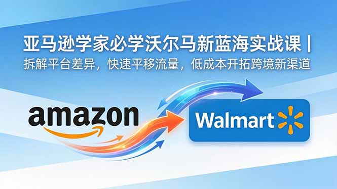 亚马逊卖家必学沃尔玛新蓝海实战课｜拆解平台差异，快速平移流量，低成本开拓跨境新渠道-网创百晓生