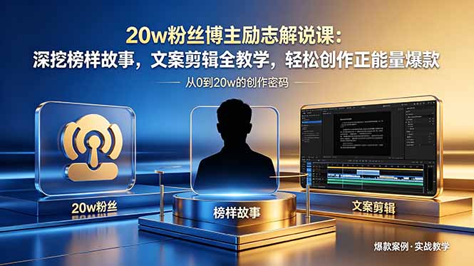 20w粉丝博主励志解说课：深挖榜样故事，文案剪辑全教学，轻松创作正能量爆款-小白项目网