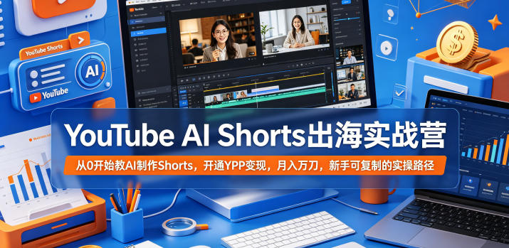 YouTube AI Shorts出海实战营,从0开始教AI制作Shorts,开通YPP变现,月入万刀,新手可复制的实操路径-羽桐社资源站