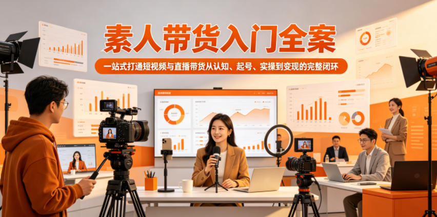 素人带货入门全案，一站式打通短视频与直播带货从认知、起号、实操到变现的完整闭环-极栈网络