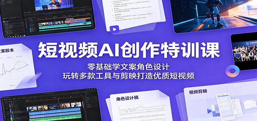 短视频AI创作特训课：零基础学文案角色设计，玩转多款工具与剪映打造优质短视频