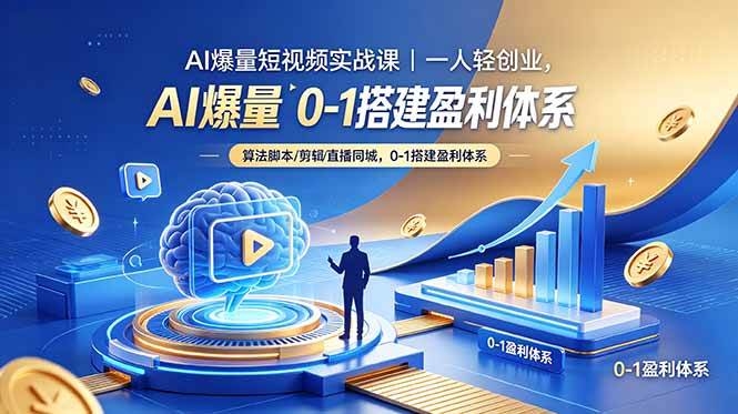 (18652期)AI爆量短视频实战课|一人轻创业,算法脚本剪辑直播同城,0-1搭建盈利体系-优优云网创
