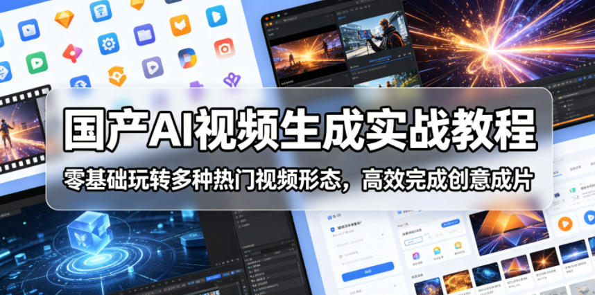 国产AI视频生成实战教程，零基础玩转多种热门视频形态，高效完成创意成片-怪兽网创俱乐部