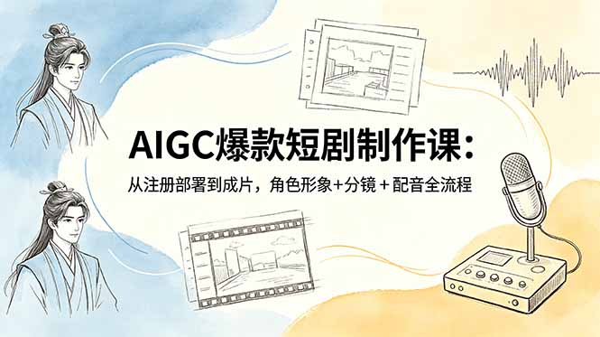 AIGC爆款短剧制作课：从注册部署到成片，角色形象+分镜+配音全流程-网创百晓生