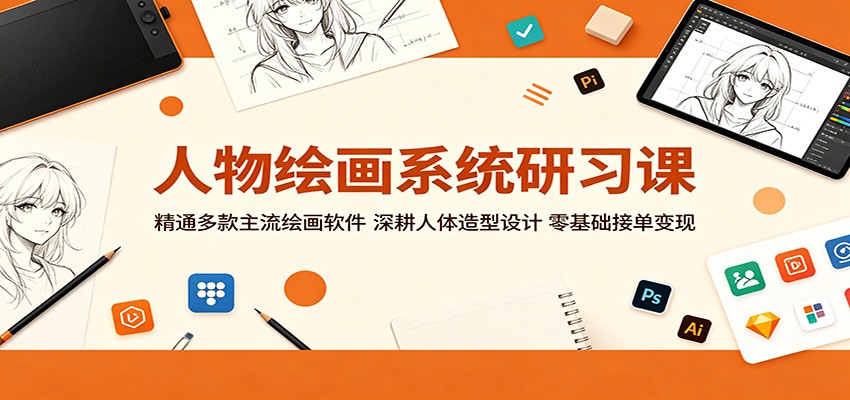 人物绘画系统研习课：精通多款主流绘画软件，深耕人体造型设计，零基础接单变现-网创百晓生