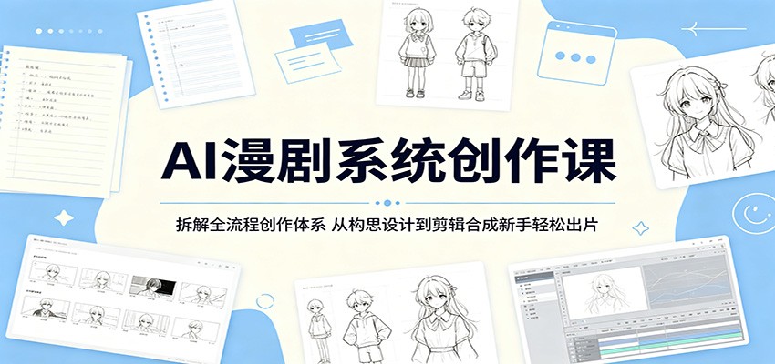 AI漫剧系统创作课：拆解全流程创作体系，从构思设计到剪辑合成新手轻松出片