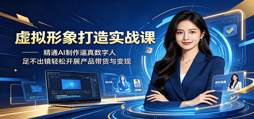 虚拟形象打造实战课：精通AI制作逼真数字人，足不出镜轻松开展产品带货与变现-小白项目网