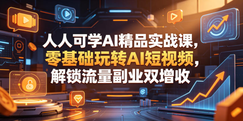 人人可学AI精品实战课，零基础玩转AI短视频，解锁流量副业双增收-羽桐社资源站