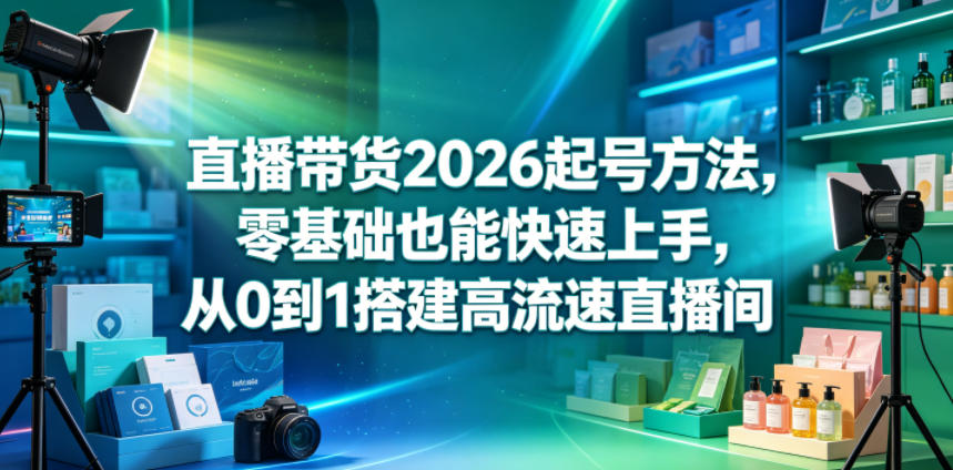 直播带货2026起号方法，零基础也能快速上手，从0到1搭建高流速直播间-怪兽网创俱乐部
