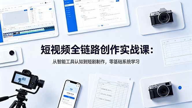 （18683期）短视频全链路创作实战课：从智能工具认知到短剧制作，零基础系统学习-小白项目网