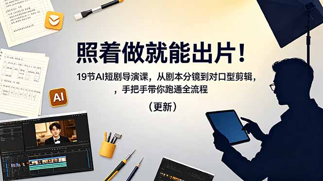 照着做就能出片！19节AI短剧导演课，从剧本分镜到对口型剪辑，手把手带你跑通全流程(更新-怪兽网创俱乐部