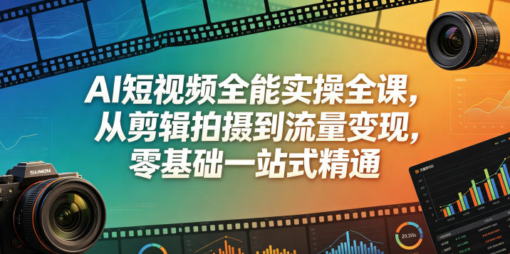 AI短视频全能实操全课，从剪辑拍摄到流量变现，零基础一站式精通-小栈博客
