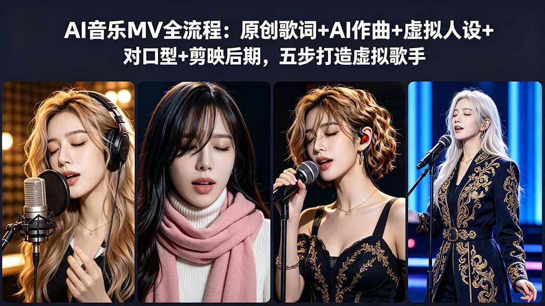 AI音乐MV全流程：原创歌词+AI作曲+虚拟人设+对口型+剪映后期，五步打造虚拟歌手-怪兽网创俱乐部