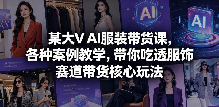 某大V AI服装带货课，各种案例教学，带你吃透服饰赛道带货核心玩法-怪兽网创俱乐部