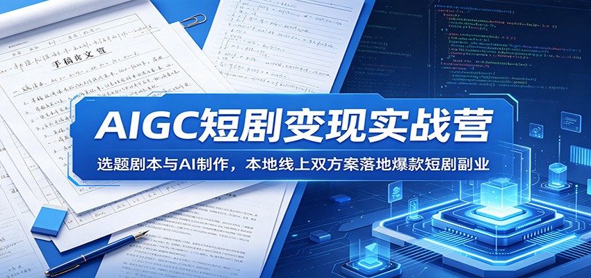 AIGC短剧变现实战营：选题剧本与AI制作，本地线上双方案落地爆款短剧副业-小白项目网