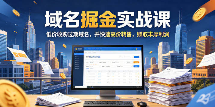 域名交易掘金实战课，低价收购过期域名，并快速高价转售，賺取丰厚利润【原创双语字幕】-小白项目网