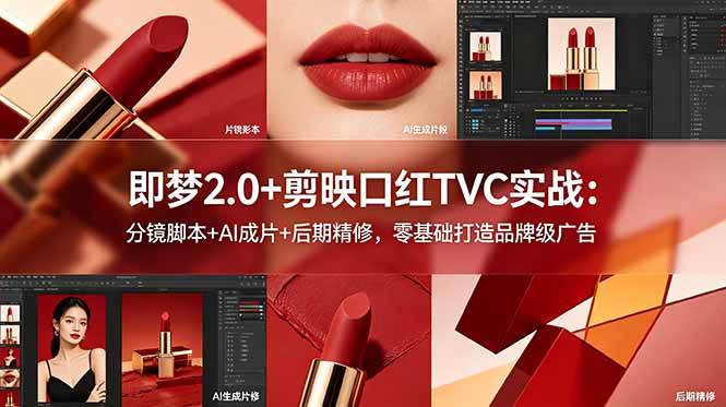 （18729期）即梦2.0+剪映口红TVC实战：分镜脚本+AI成片+后期精修，零基础打造品牌级广告-邪修侠 - 演示