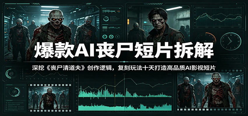 爆款AI丧尸短片拆解：深挖《丧尸清道夫》创作逻辑，复刻玩法快速打造高品质AI影视短片-多课资源站