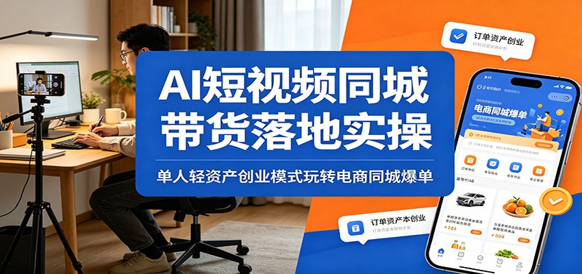AI短视频同城带货落地实操：单人轻资产创业模式玩转电商同城爆单