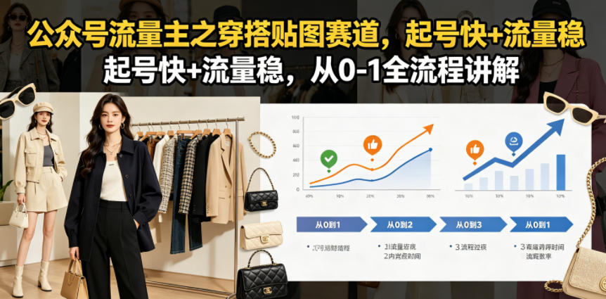 公众号流量主之穿搭贴图赛道，起号快+流量稳，从0-1全流程讲解-小栈博客