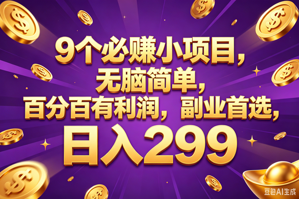 （18736期）9个必赚的小项目，百分百赚元子，无脑简单，副业首选，日入299+-邪修侠 - 演示