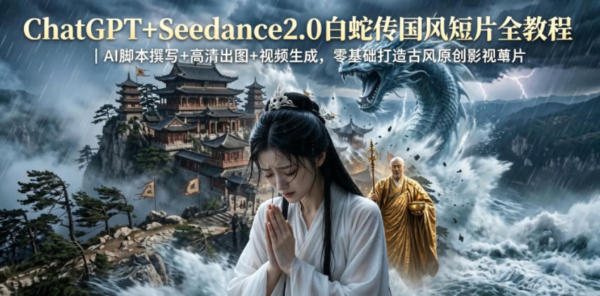 ChatGPT+Seedance2.0白蛇传国风短片全教程｜AI脚本撰写+高清出图+视频生成，零基础打造古风原创影视短片-小栈博客