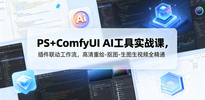 PS+ComfyUI AI工具实战课，插件联动工作流，高清重绘-抠图-生图生视频全精通-小栈博客