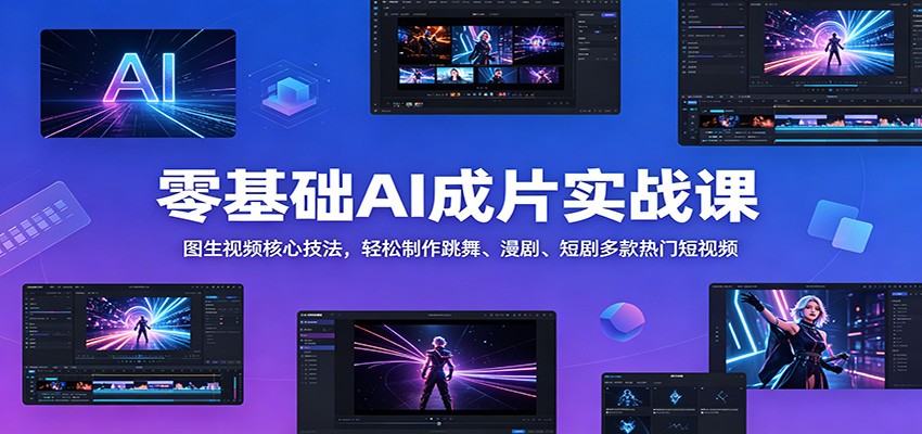 零基础AI成片实战课：图生视频核心技法，轻松制作跳舞、漫剧、短剧多款热门短视频-多课资源站