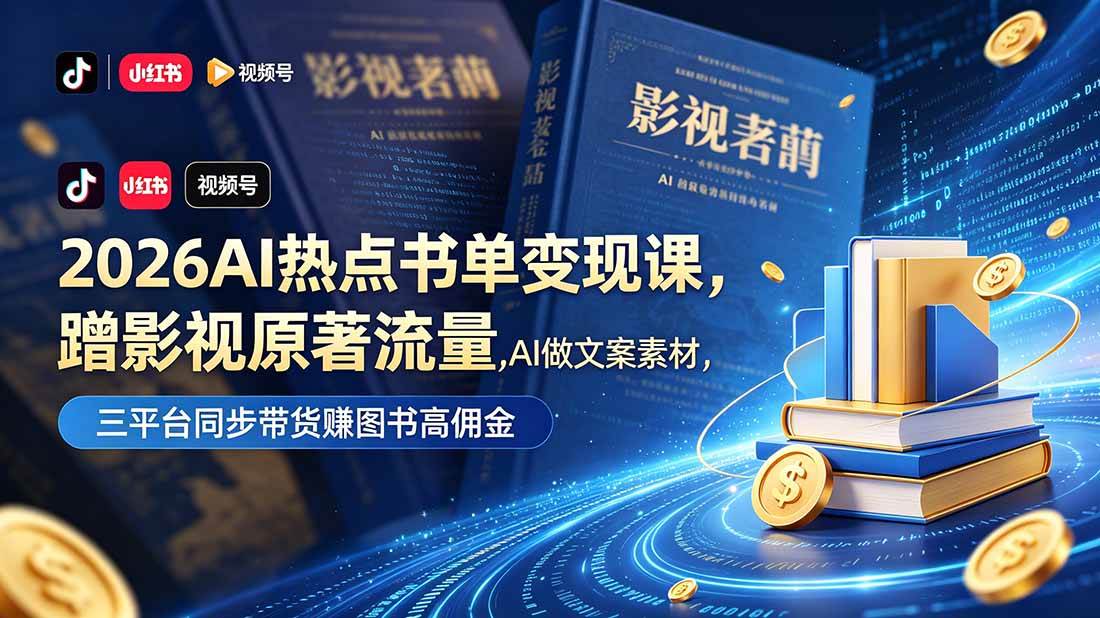 （18727期）2026AI热点书单变现课，蹭影视原著流量，AI做文案素材，三平台同步带货赚图书高佣金-邪修侠 - 演示