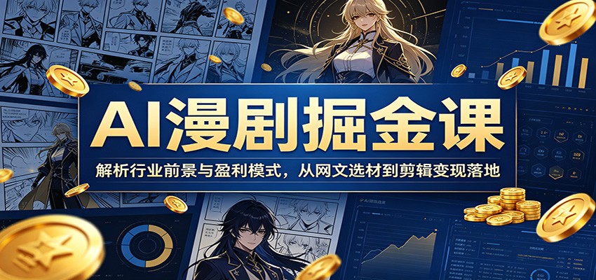 AI漫剧掘金课：解析行业前景与盈利模式，从网文选材到剪辑变现落地