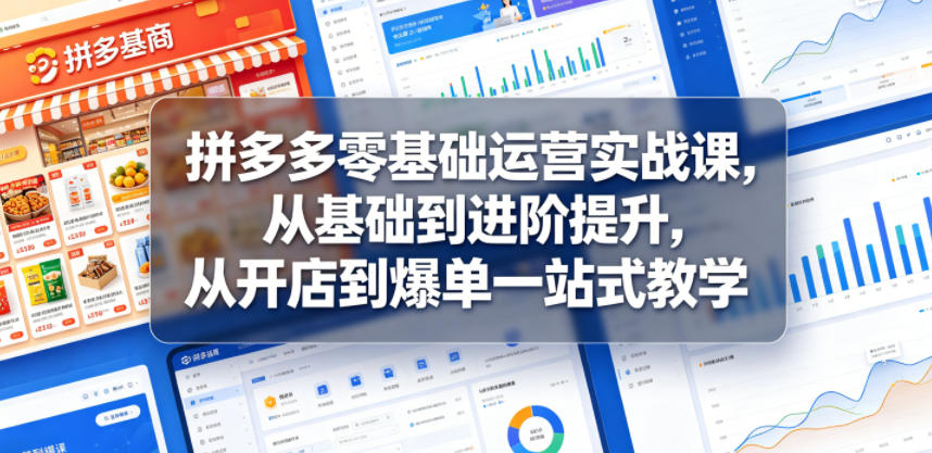 拼多多零基础运营实战课，从基础到进阶提升，从开店到爆单一站式教学-小栈博客