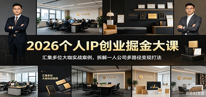2026个人IP创业掘金大课：汇集多位大咖实战案例，拆解一人公司多路径变现打法