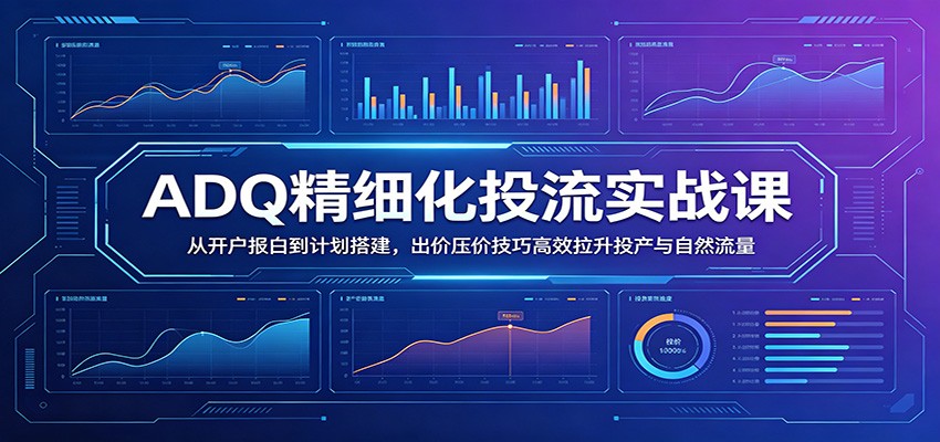 ADQ精细化投流实战课:从开户报白到计划搭建,出价压价技巧高效拉升投产与自然流量-邪修侠 - 演示