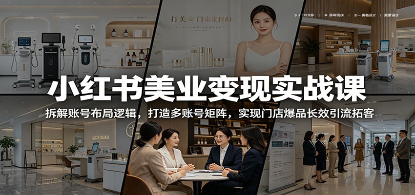 小红书美业变现实战课：拆解账号布局逻辑，打造多账号矩阵，实现门店爆品长效引流拓客-多课资源站