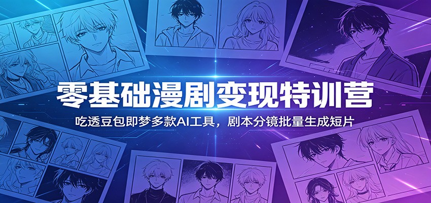 零基础漫剧变现特训营：玩转豆包即梦多款AI工具，剧本分镜批量生成短片