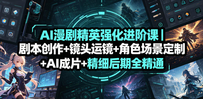 AI漫剧精英强化进阶课｜剧本创作+镜头运镜+角色场景定制+AI成片+精细后期全精通-优优云网创